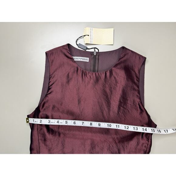 Vintage Armani 90s Made In Italy Silk Dress Burgundy IT 40 US 6 Y2K Cocktail NWT - Picture 7 of 16